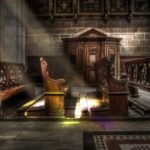 church, pews, benches